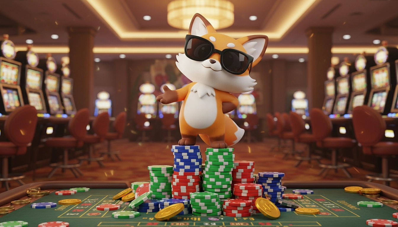 Casino mascot explaining PayID deposit process for online pokies